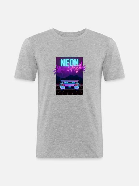 Neon Lifestyle - Männer Slim Fit T-Shirt - Grau meliert