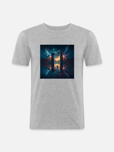 Infinite Dreamscape - Männer Slim Fit T-Shirt - Grau meliert