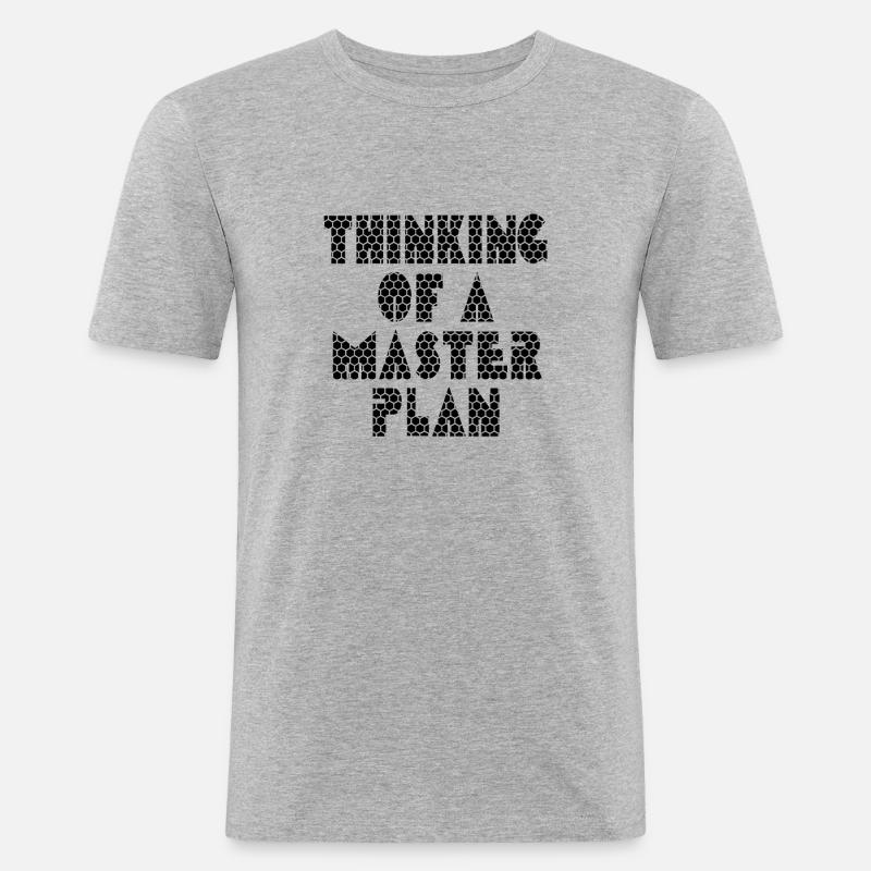 Denken an einen Masterplan schwarz - Männer Slim Fit T-Shirt - Grau meliert