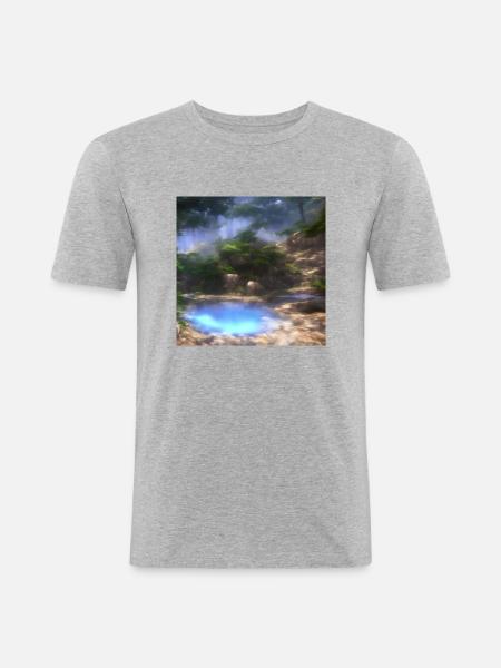 Traumhafte Quelle - Männer Slim Fit T-Shirt - Grau meliert