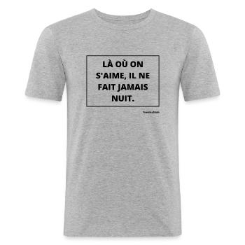 T-shirt, proverbe africain - T-shirt près du corps Homme - gris chiné - Devant - Nik (191cm)