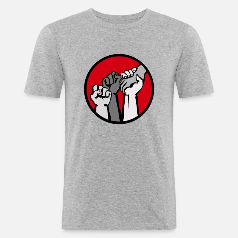 Fäuste3C - Männer Slim Fit T-Shirt - Grau meliert