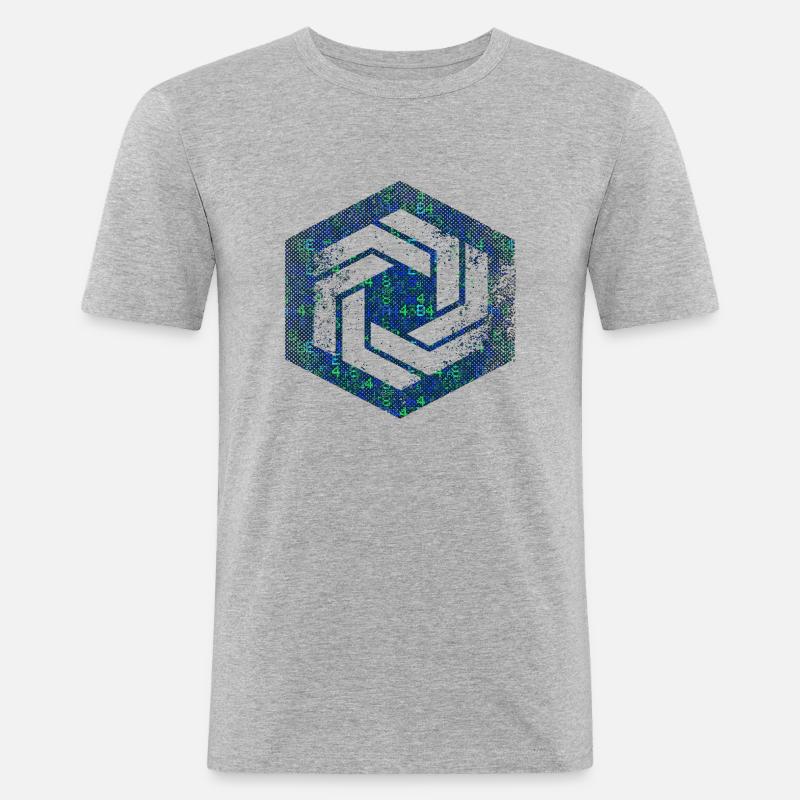 hexagon programming programmer coding geometric - Men's Slim Fit T-Shirt - heather grey