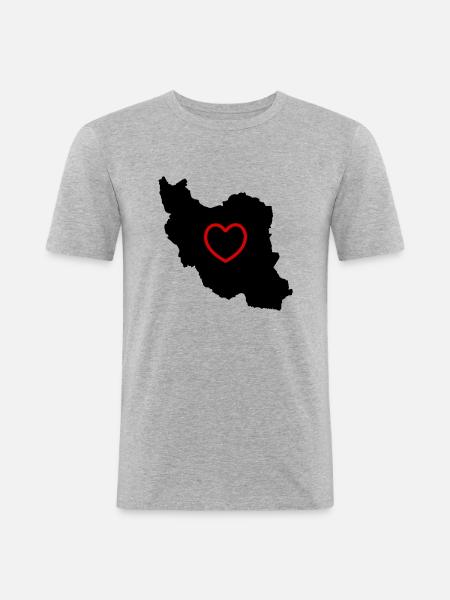 Iran Love - Men's Slim Fit T-Shirt - heather grey