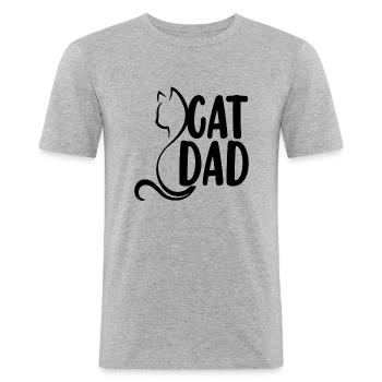Cat Dad - Männer Slim Fit T-Shirt - Grau meliert - Vorne - Nik (191cm)