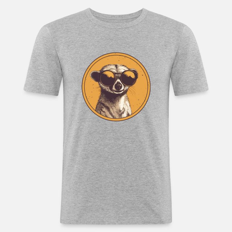 Erdmännchen mit Sonnenbrille, Suricate - Männer Slim Fit T-Shirt - Grau meliert