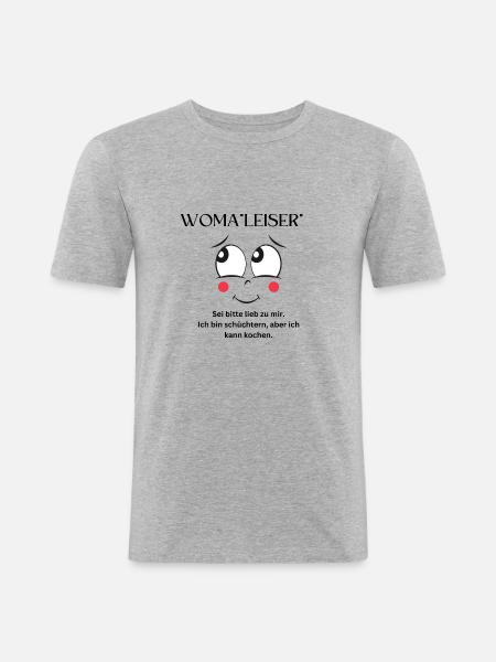 Woma"leiser" - Männer Slim Fit T-Shirt - Grau meliert
