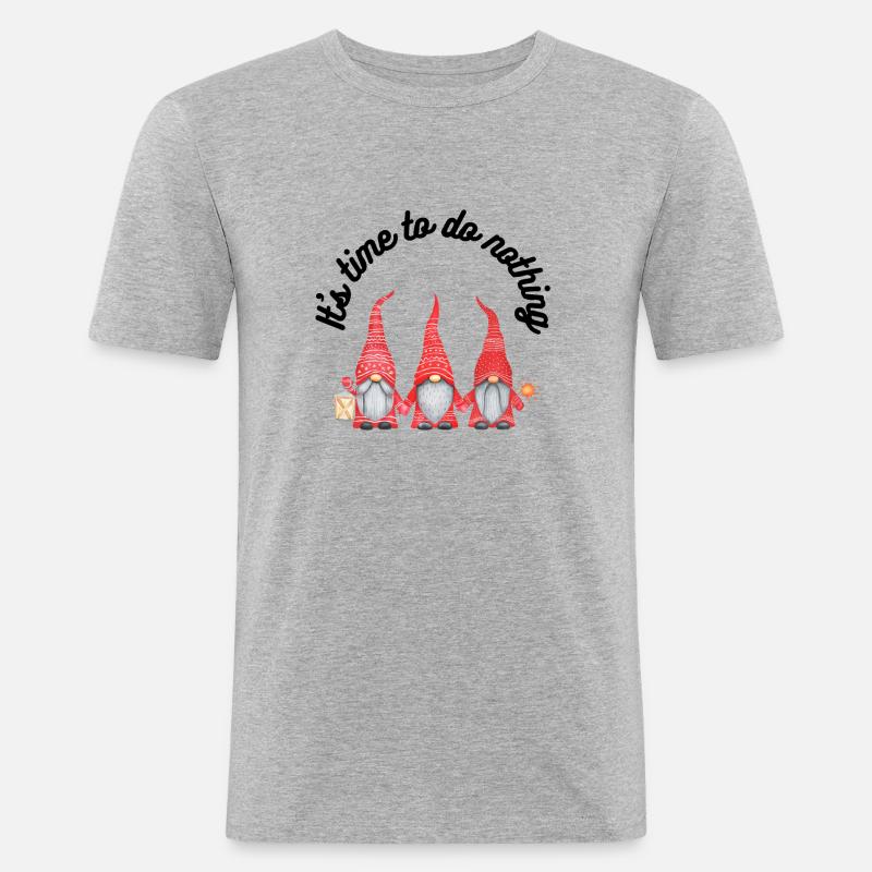 It's time to do nothing - Männer Slim Fit T-Shirt - Grau meliert