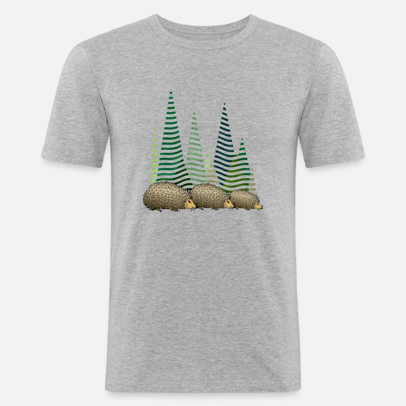 Igel - Männer Slim Fit T-Shirt - Grau meliert