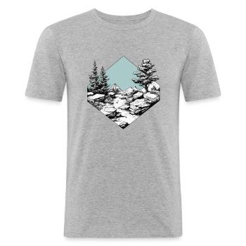 Mountain silence - Men's Slim Fit T-Shirt - heather grey - Front - Nik (191cm)