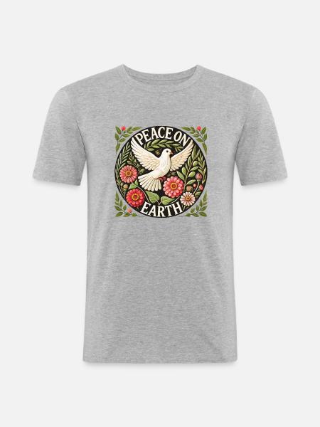Paix sur Terre - T-shirt près du corps Homme - gris chiné