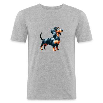 Polygon Hund Dackel Liebe - Männer Slim Fit T-Shirt - Grau meliert - Vorne - Nik (191cm)
