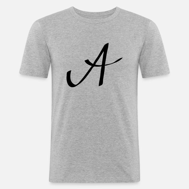 Logo A - Männer Slim Fit T-Shirt - Grau meliert