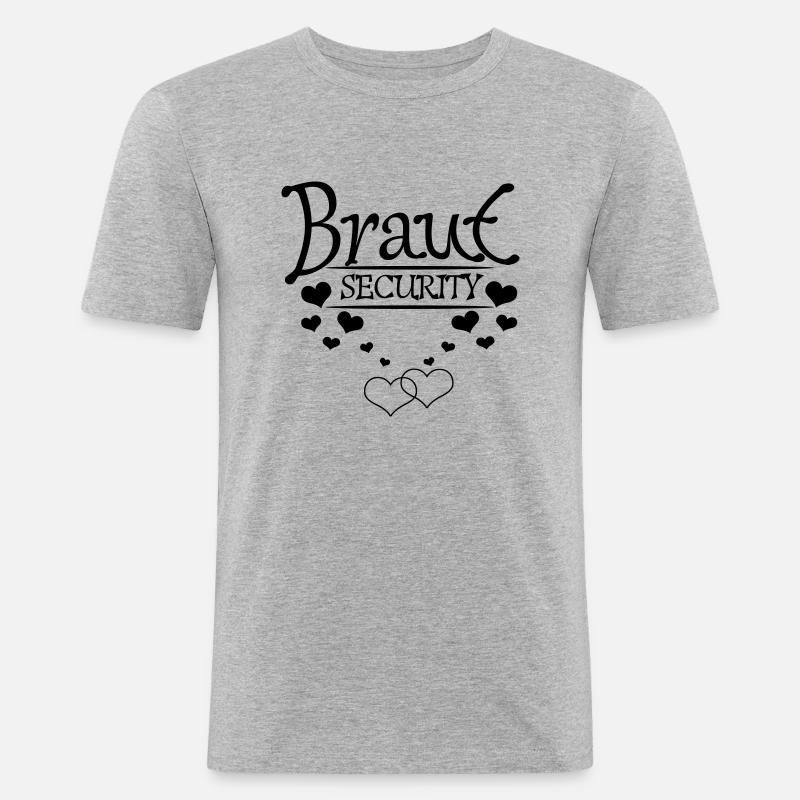 Braut Security mit Herzchen - Männer Slim Fit T-Shirt - Grau meliert