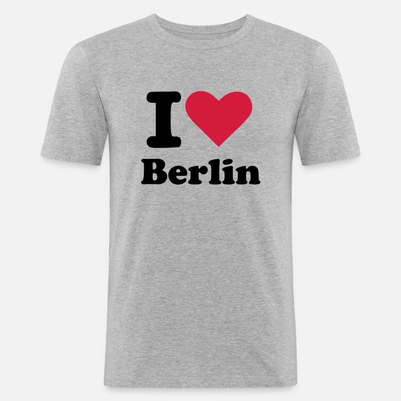 Berlin - Männer Slim Fit T-Shirt - Grau meliert