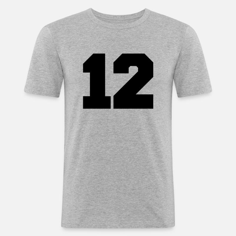 12 - Männer Slim Fit T-Shirt - Grau meliert