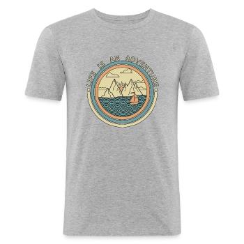 Funny Sailing, Sailing, Funny Sailing - Men's Slim Fit T-Shirt - heather grey - Front - Nik (191cm)