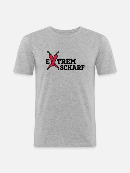 extrem scharf - Männer Slim Fit T-Shirt - Grau meliert