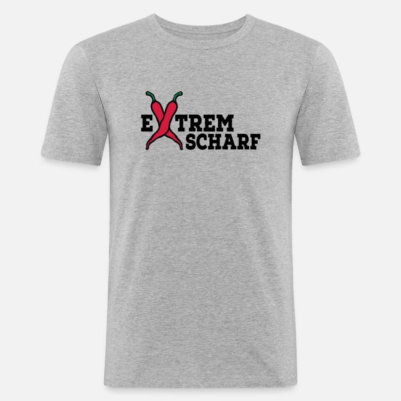 extrem scharf - Männer Slim Fit T-Shirt - Grau meliert