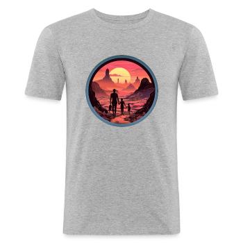 Voyage magique - T-shirt près du corps Homme - gris chiné - Devant - Nik (191cm)