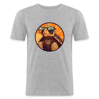 Turtle, Reptile, Turtle, Chelonian - Men's Slim Fit T-Shirt - heather grey - Front - Nik (191cm)
