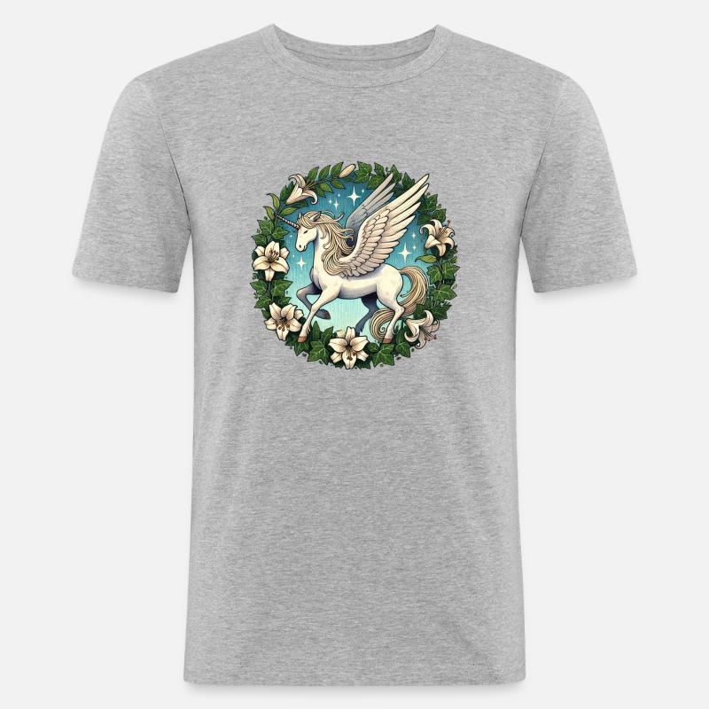 Pegasus Einhorn - Männer Slim Fit T-Shirt - Grau meliert