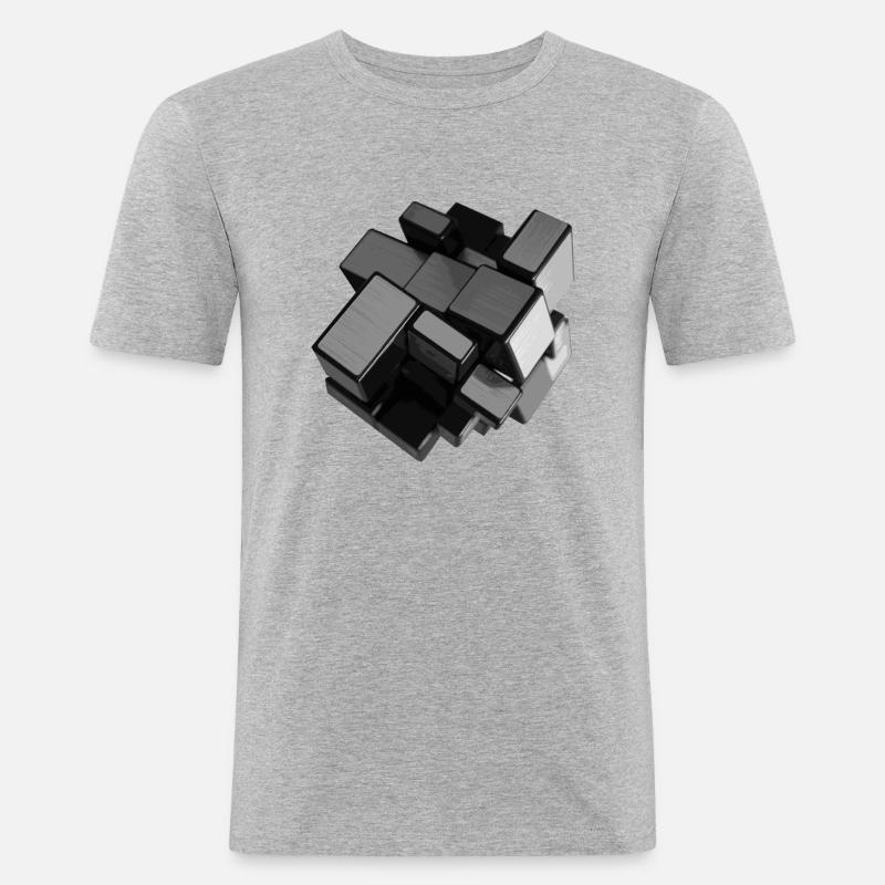 Silver-grey unstructured cube in perspective - Men's Slim Fit T-Shirt - heather grey