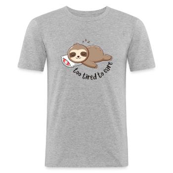 Too Tired To Care - Men's Slim Fit T-Shirt - heather grey - Front - Nik (191cm)