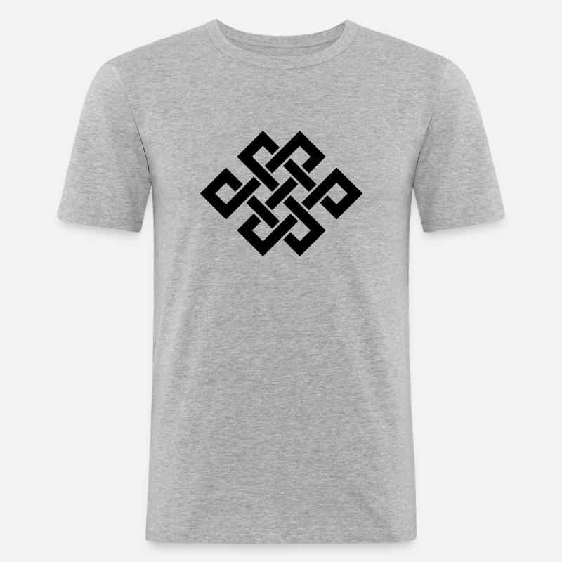 Buddahknot / Endlessknot - Männer Slim Fit T-Shirt - Grau meliert