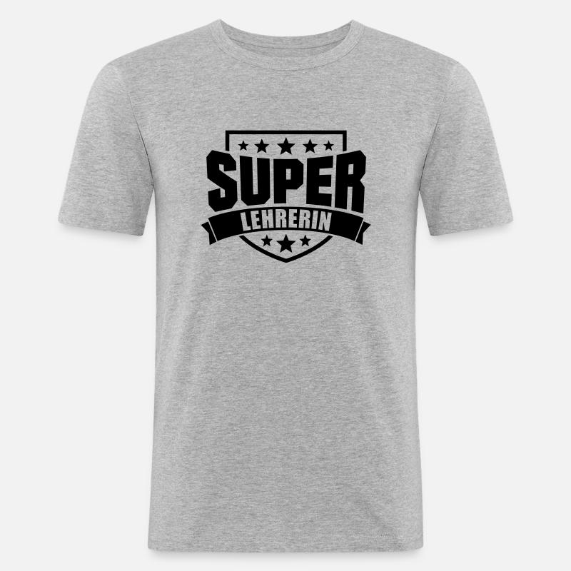 Super Lehrerin - Männer Slim Fit T-Shirt - Grau meliert