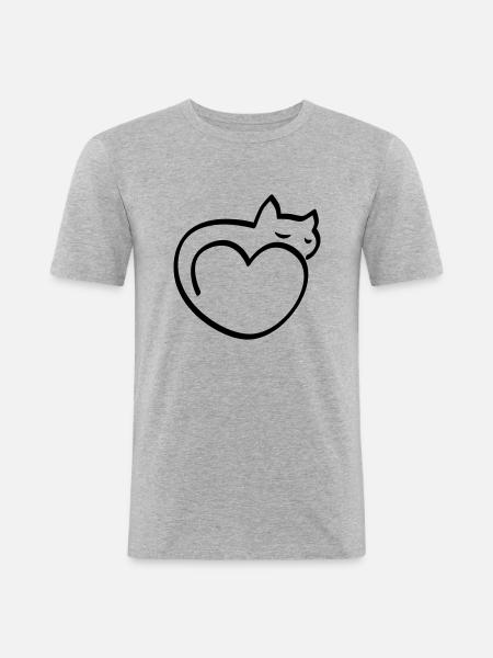 Heart for cats - Men's Slim Fit T-Shirt - heather grey