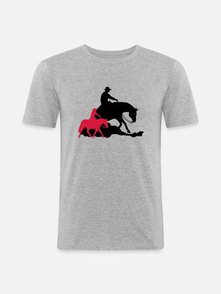 Reining vs Ranch Riding - Men's Slim Fit T-Shirt - heather grey