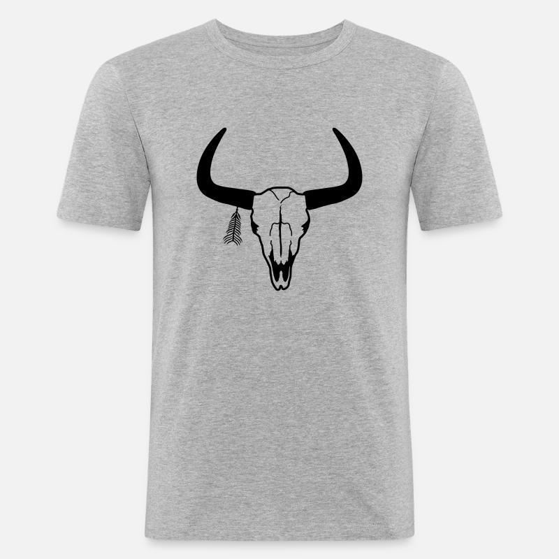 Schädel - Männer Slim Fit T-Shirt - Grau meliert