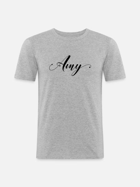 (amy) - Männer Slim Fit T-Shirt - Grau meliert