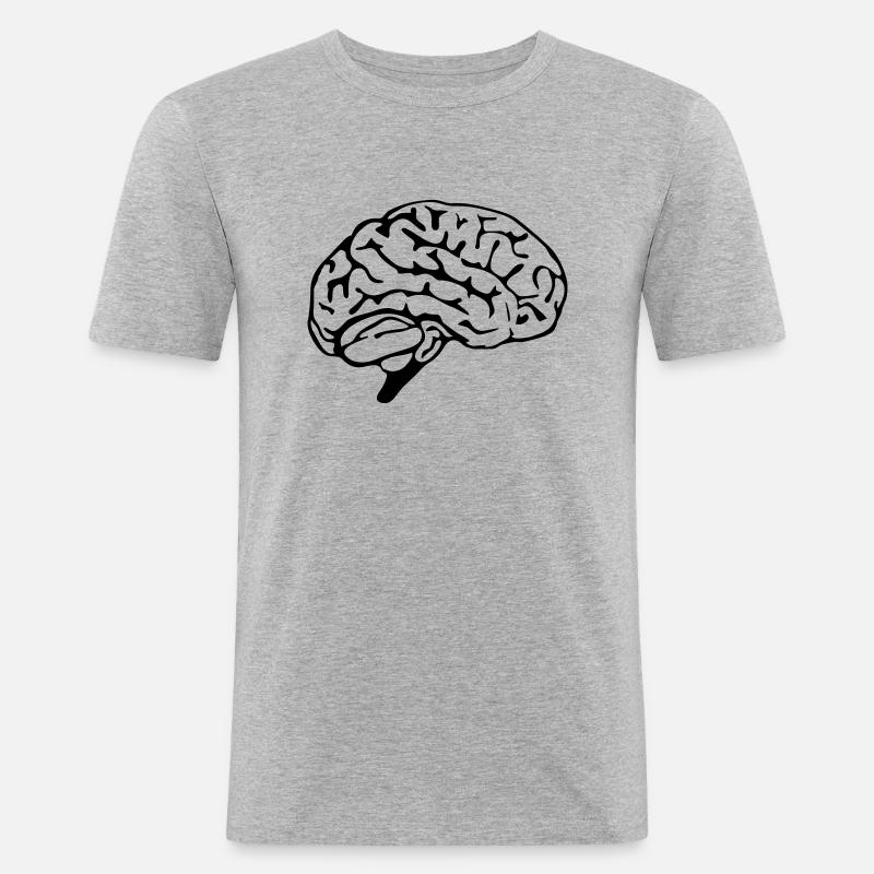 brain design - Männer Slim Fit T-Shirt - Grau meliert