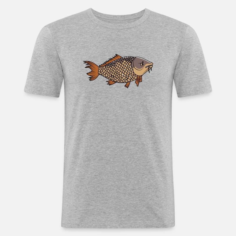 Grantiger Karpfen / Grumpy Carp - Männer Slim Fit T-Shirt - Grau meliert