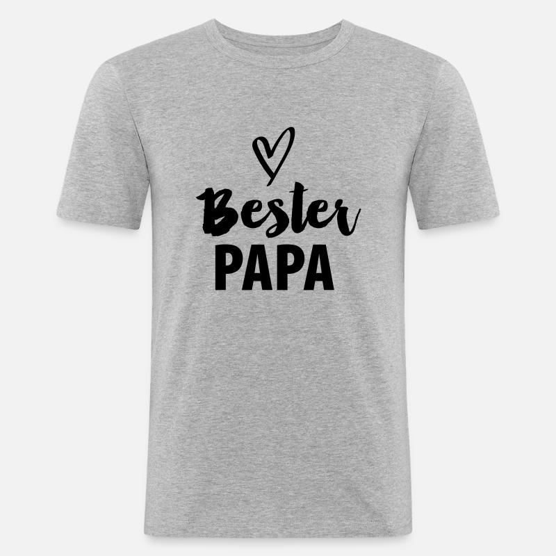 Bester Papa - Männer Slim Fit T-Shirt - Grau meliert