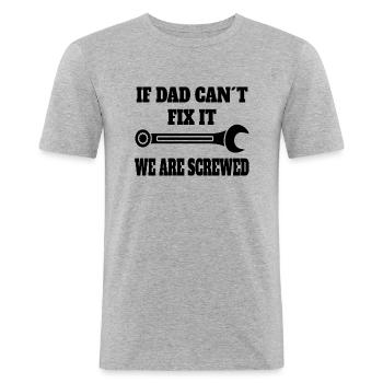 Handwerker Papa Mechaniker Dad Handwerk Vater - Männer Slim Fit T-Shirt - Grau meliert - Vorne - Nik (191cm)