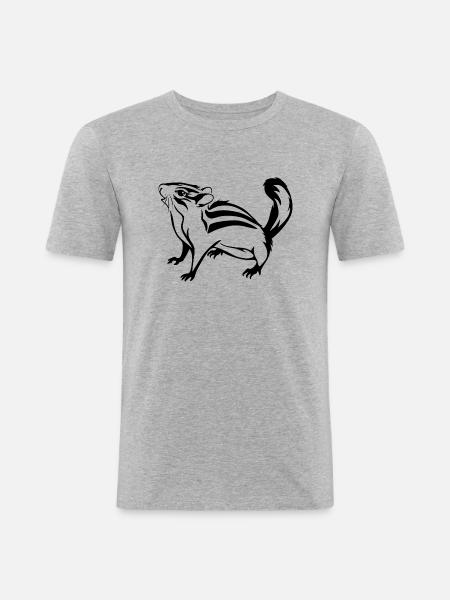 Outlined cute chipmunk - Men's Slim Fit T-Shirt - heather grey