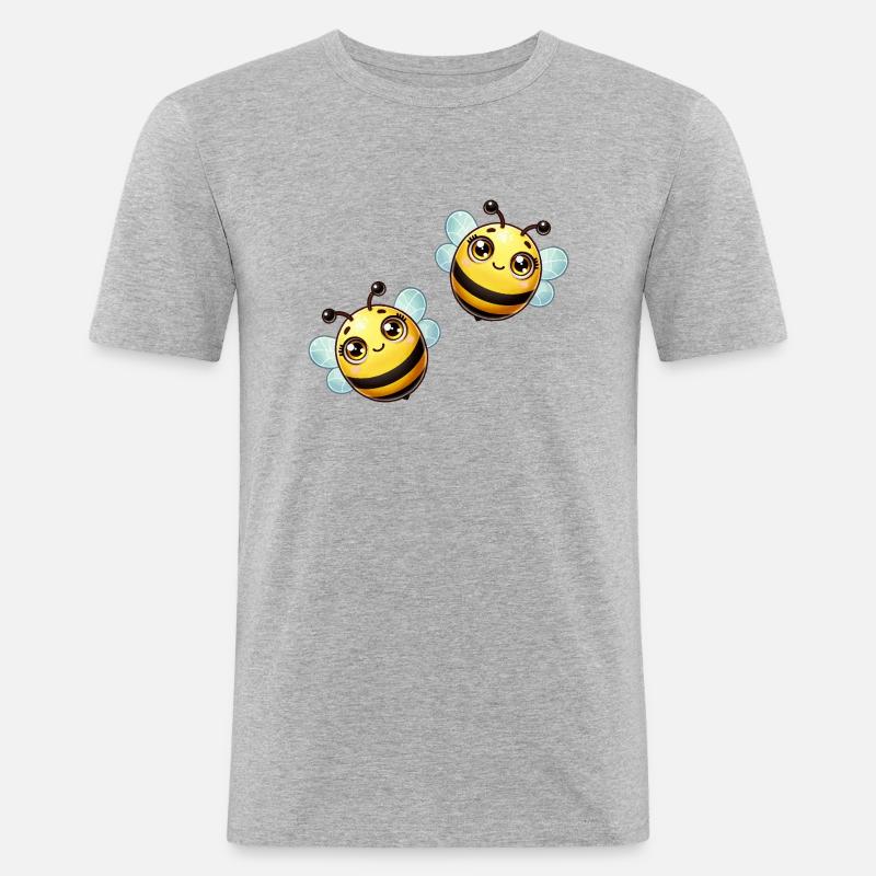 Biene Comic - Männer Slim Fit T-Shirt - Grau meliert