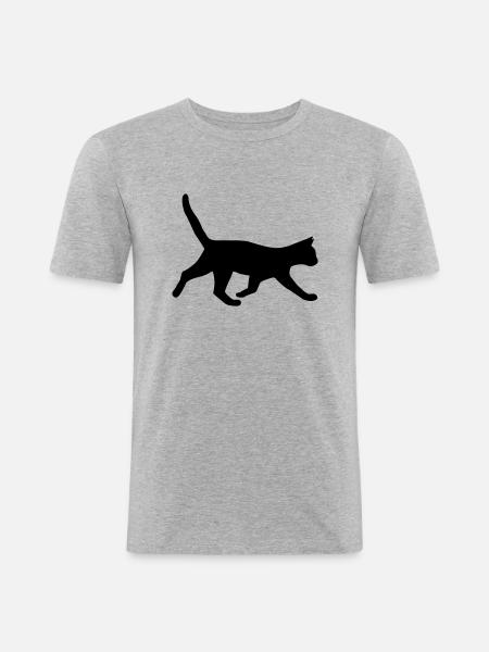 KATZE - Männer Slim Fit T-Shirt - Grau meliert