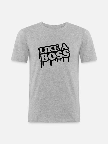 like_a_boss_logo_c1 - T-shirt près du corps Homme - gris chiné
