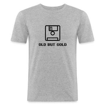 Old but Gold - Männer Slim Fit T-Shirt - Grau meliert - Vorne - Nik (191cm)