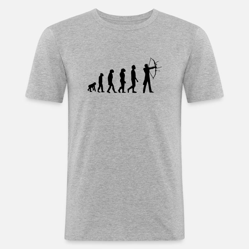 Evolution des Bogenschießens - Männer Slim Fit T-Shirt - Grau meliert
