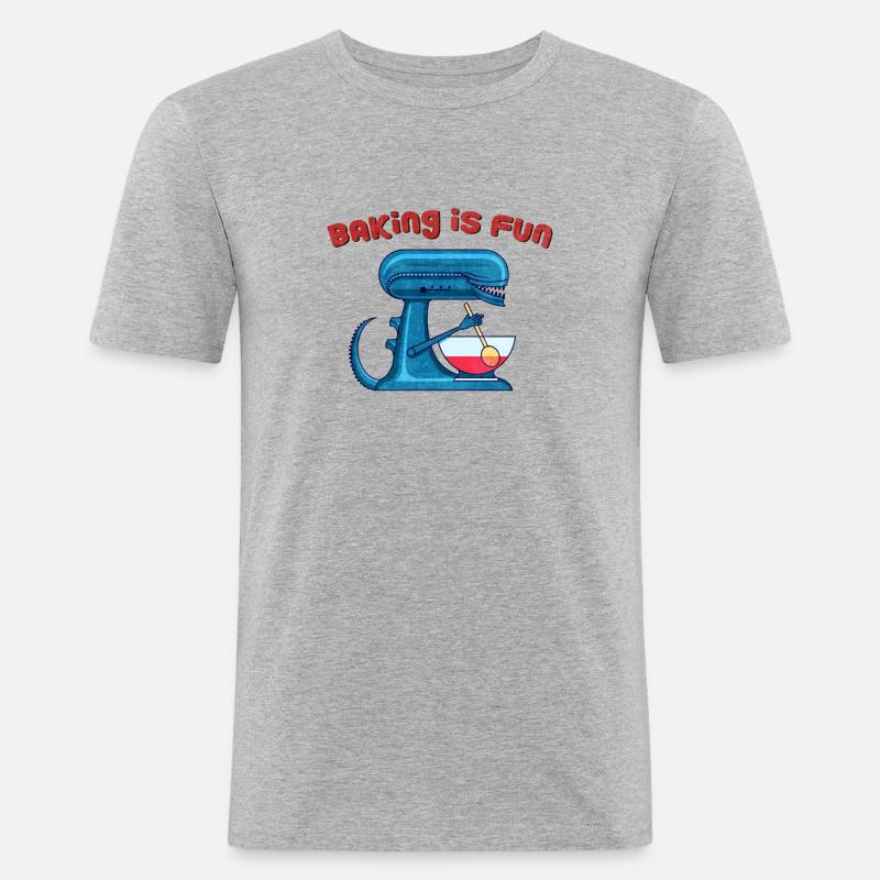 ALIEN BAKING KLASSE - Männer Slim Fit T-Shirt - Grau meliert