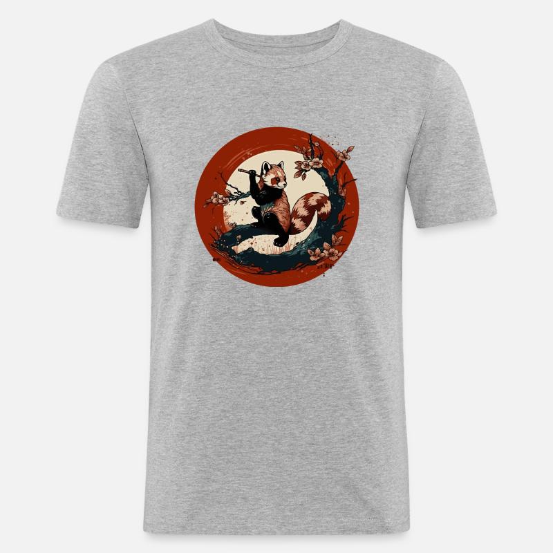 Roter Panda 6 - Männer Slim Fit T-Shirt - Grau meliert