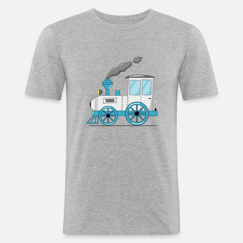 Kinderzug Eisenbahn weiß - Männer Slim Fit T-Shirt - Grau meliert