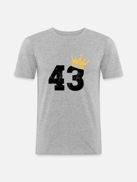 43 Crown 43° compleanno 43 anni - Maglietta aderente da uomo - grigio melange