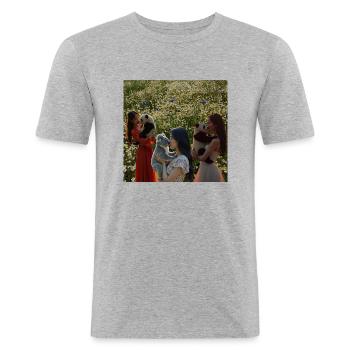 ASIANS cuddle with KOALA+PANDAS - Men's Slim Fit T-Shirt - heather grey - Front - Nik (191cm)