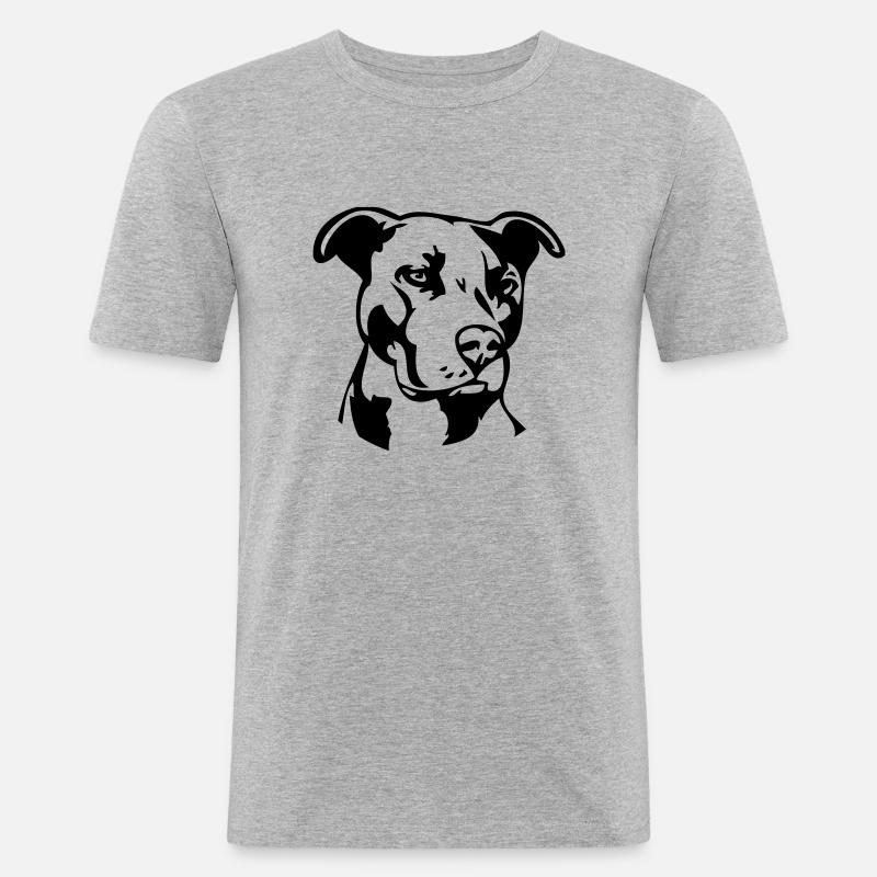 Pitbull einfarbig - Hund Kampfhund - Männer Slim Fit T-Shirt - Grau meliert